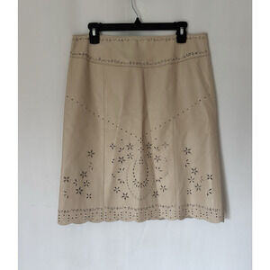 Laundry Skirt 8 Lambswool Tan Cutouts Knee Length